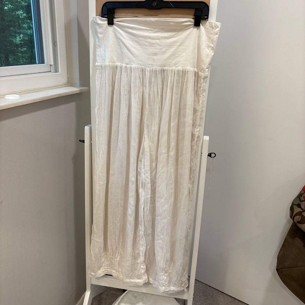 Spense Cream Strapless Maxi Dress Made in India